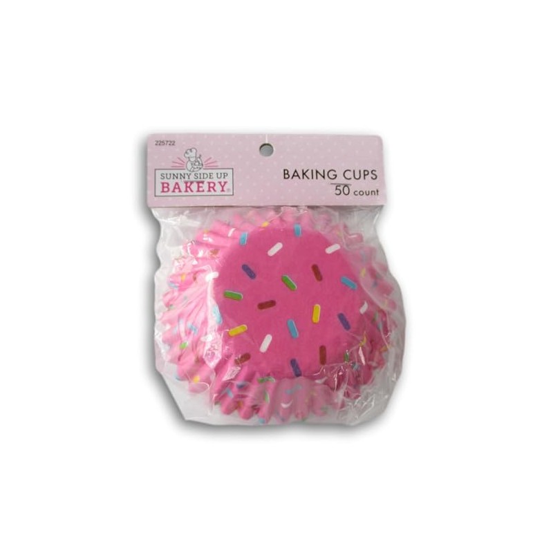 Pink Sprinkles Decorative Baking Cups - Patterned Paper Liners for
