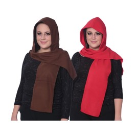 NEW Fleece Hooded Scarf Warm & Comfortable One Size Fits Most 7 Colors 1 or 2 Pack