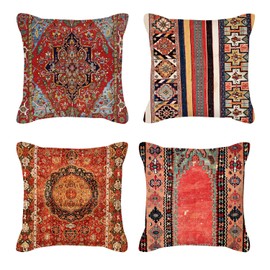 Home Decorative Throw Pillow Covers - Set of 4 Soft Mandala Cushion Covers for Sofa Living Room Indoors Outdoors Modern Style 18x18 Inch