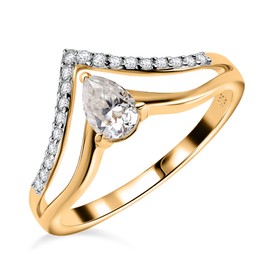 TJC Moissanite Band Ring In 14ct Gold Plated 925 Sterling Silver for Women Size M