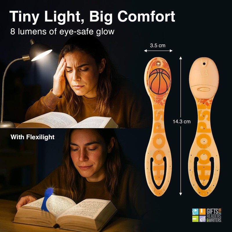 Gifts for Readers & Writers Bookmark Reading Light Basketball -2in1