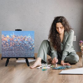 RRFTOK Art Painting Display Easel Stand，Aluminum Metal Adjustable Artist Easels for Painting Canvases Height from 17 to 66 Inch,Carry Bag for Table-Top/Floor Drawing and Displaying