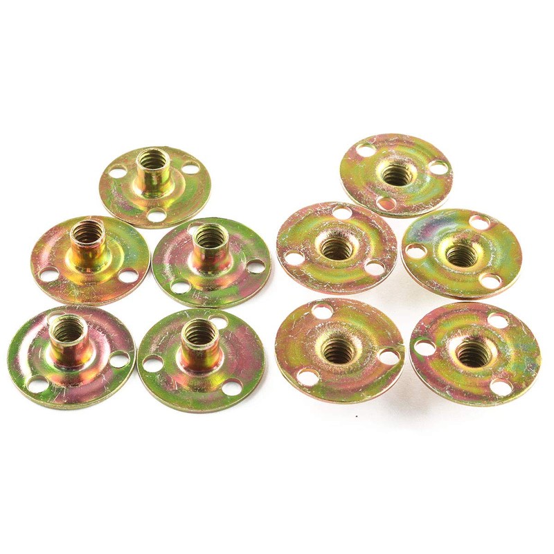 E-outstanding Round Base T-Nut 10PCS Brad Hole Tee Nut Thin