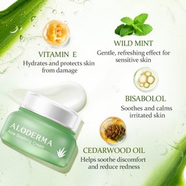 Aloderma Soothing Face Cream Made with 75% Organic Aloe Vera - Calming Facial Cream with Squalane & Vitamin E for Dry, Sensitive Skin - Reduces Redness, Helps Protect Damaged Skin, 50g/1.76oz