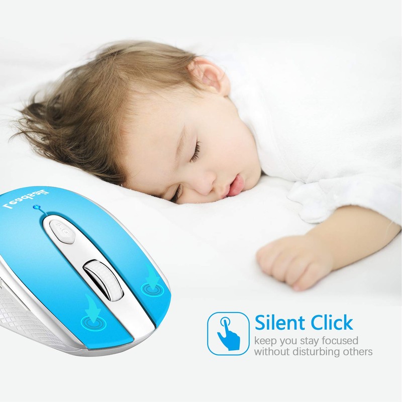 LeadsaiL Quiet Wireless Mouse 2.4 GHz 1600 DPI Optical Tracking,