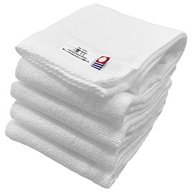 Imabari Towel, Bamboo Textile, Hand Towel, 13.0 x 14.2 inches (33 x 36 cm), Made in Japan, 100% Cotton, Highly Absorbent, Present, White, No Smell, White 5 Piece Set