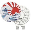 ゴルフマーカー 両面デザイン 葛飾北斎 神奈川沖浪裏 赤富士 32mm マグネット式 ハットクリップ付き コンペ 景品