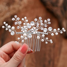 Bmirth Wedding Hair Comb Pearl Bride Headpieces Rhinestone Bridal Side Hair Accessories Hair Jewelry (Pearl hair comb)