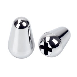 Banworks Guitars 5-Way Toggle Switch Tip Imperial 4.9mm (3/16") Pickup Selector Switch Caps Switch Knob for USA Fender Stratocaster Strat Telecaster Tele Electric Guitars Pack of 2 JT/DWQM-04 Chrome