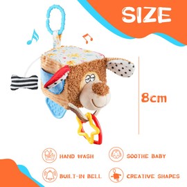 Aolso Clip on Pram Pushchair Baby Toys, Sensory Toys for Newborn Development, Hanging Musical Toys for Kids, Early Education Toys for Newborns 0+ Months, for Car Seats, Cribs and Strollers, Puppy