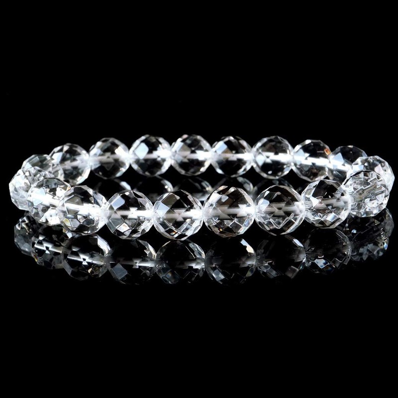 64 Faceted Crystal Bracelet, 0.4 inches (10 mm), Power Stone,