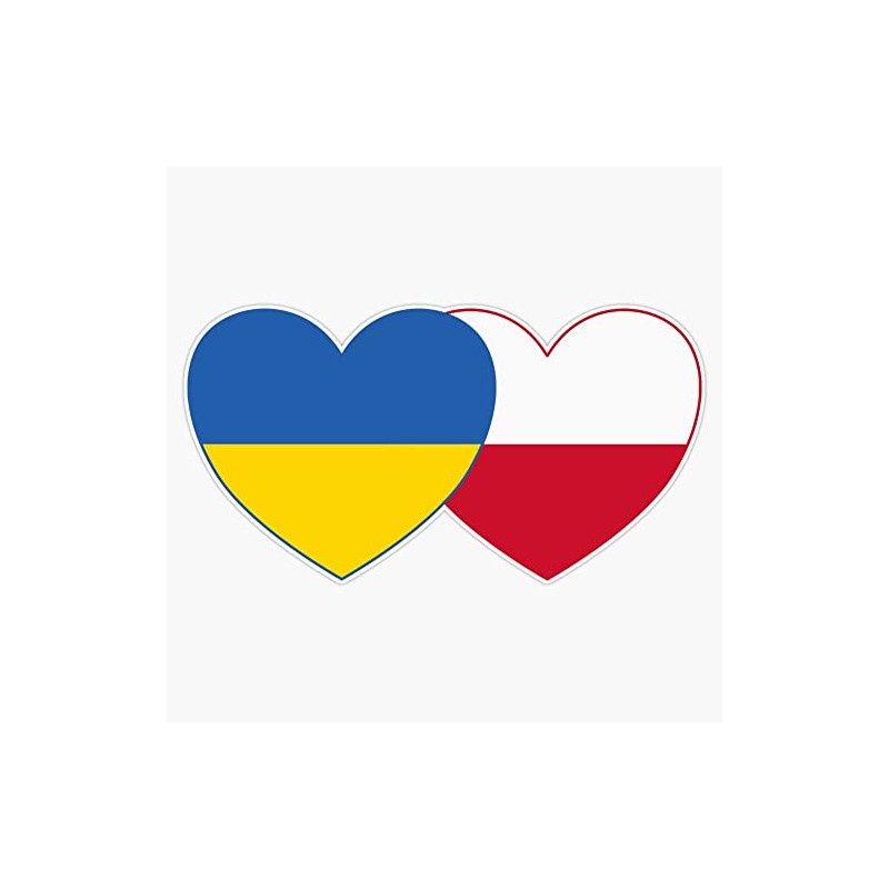 Ukraine Poland Flag Heart Bumper Sticker Vinyl Decal 5"