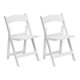 TentandTable White Resin Stackable Folding Chairs | 2 Pack | Heavy Duty | 300-Pound Capacity | for Banquets, Weddings, and Events