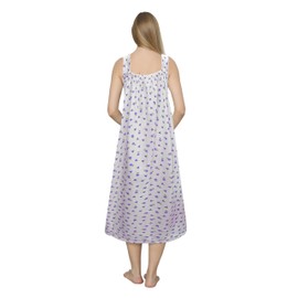 Trifolium Women Sleevless NightWear 100% Cotton Long Ladies Floral Print Nightdress Purple UK 16-18 Factory LabelXXL (NT940-XXL-PP)