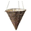 12 inch (30cm) Dark Rattan Cone Hanging Basket