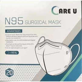 Care U 20pcs KN95 White Surgical Face Mask Buy 3 or 5 to get 10/20pcs free US SELLER