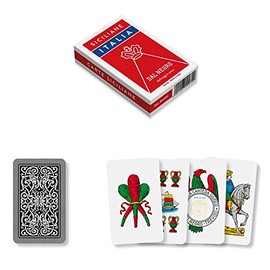 Dal - Deck of Sicilian Italy cards, consisting of 40 cards in cardboard, ideal for playing broom and trump.,Red