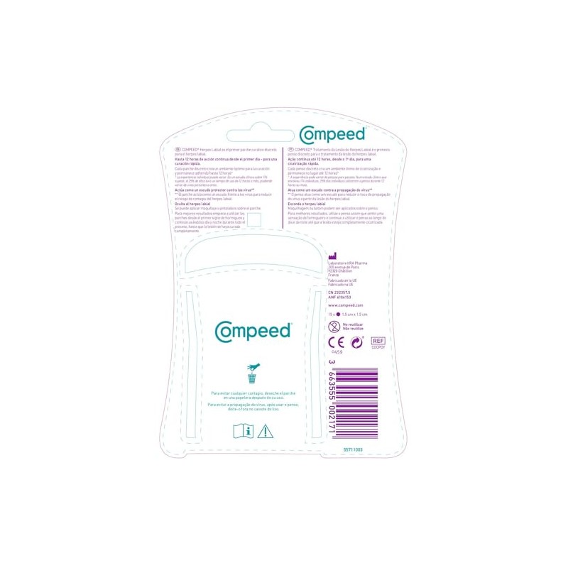 Compeed 15 Adesivos Tratamento Lesao Lábios Herpes Labial