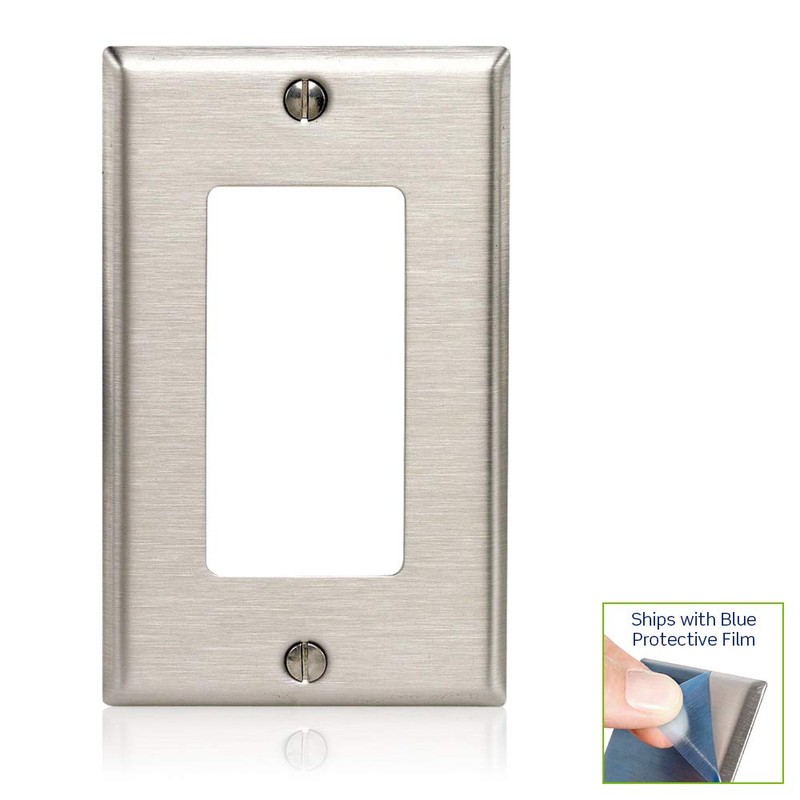 Leviton 1-Gang Decora/GFCI Oversized Wallplate, SO26, Stainless Steel