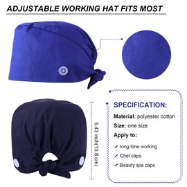 Syhood 3 Pieces Working Caps with Buttons and Sweatband Adjustable Gourd-Shaped Tie Back Hats for Women Men