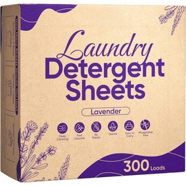 Lavender Laundry Detergent Sheets Travel  300 Loads  Clothes Washing Detergent Sheets Plastic-Free Washer Strips Liquidless Laundry Strips Tablet - Color: Lavender, Size: 60 Count (Pack of 1)