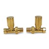 Brushed Brass Radiator Valves Angled Straight Corner 15mm Traditional Towel