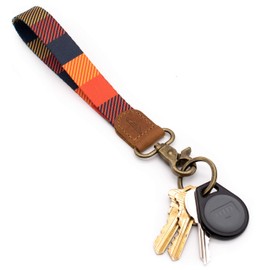 POCKT Lanyard for Keys Wristlet Strap Key Chain Holder for Men and Women - Cool Hand Wrist Lanyards for Keys and Wallets | Pink Plaid