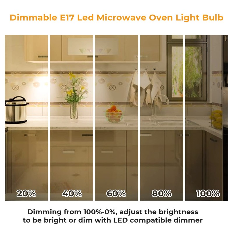 Microwave Bulbs Over Stove E17 Led Bulb, 6000K/3000K Dimmable Microwave