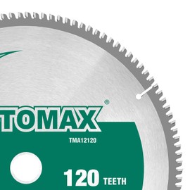 TOMAX 12-Inch 120 Tooth TCG Thin Aluminum and Non-Ferrous Metal Saw Blade with 1-Inch Arbor