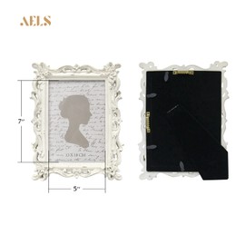 AELS 5x7 Inch Vintage Picture Frame, Elegant Antique Photo Frames with Glass Front, Photo Display, Tabletop Wall Hanging, Gift Ideas, White Waves