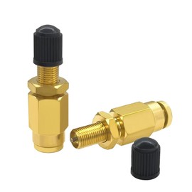 YSIL 2PCS 1/4" Air Inflation Schrader Valve Adapter Push to Connect Fitting Brass for 1/4" OD Airbag Spring Suspension Hose and Air Line Tubing for Semi Truck Trailer Tractor