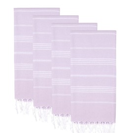 PADISHAHHOME Turkish Beach Towels, Pack of 4 | Oversized, Quick Dry, Sand Free | 100% Cotton, Large 38x71 Towels for Beach, Pool, Travel | Ultra-Soft, Compact, and Absorbent | Lilac