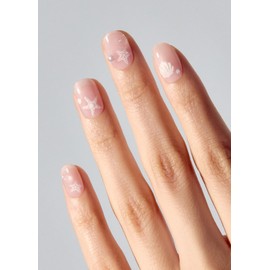 ohora Semi Cured Gel Nail Strips (N Seashell Love) - Works with Any Nail Lamps, Salon-Quality, Long Lasting, Easy to Apply & Remove - Includes 2 Prep Pads, Nail File & Wooden Stick