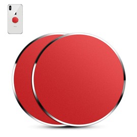 AKEIE Metal Plate, Magnetic Type, Smartphone Car Holder, For the Side of the Main Unit, Set of 2 (Red)