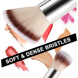 Brocha Kabuki De Doble Punta Para Base Y Corrector, 2 En 1, Con Punta Plana/Angulada, Para Difuminar Y Aplicar Maquillaje De Forma Impecable, Ya Sea Líquido, Polvo, Crema O Crema Bb.