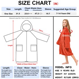 Hiturbo Kids Bath Towel Hoodie: Soft Plush Zipper Surf Poncho - Warm Fleece Changing Towels Swimming Outerwear (Orange)