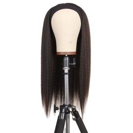 Xtrend 22" Kinky Straight Yaki Headband Wig Long Straight Yaki Synthetic Black Unisex Brown Natural Hair Look Headband Tied Glueless Wigs Easy to Wear 1B30#