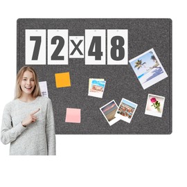 SmoothNovelty Felt Extra Large Bulletin Board, 72 x 48 Inches Decorative Felt Pin Board Alternative Foldable Picture Framed Display Board for School Home Office Kitchen Walls(Grey)