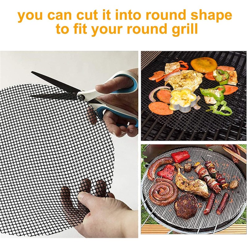 linlinfa Reusable Grill Grids, Baking Mats, Heat Resistant BBQ Teflon