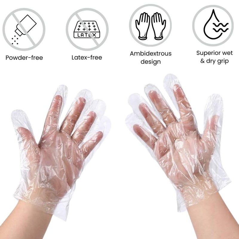 Handicare Premium Poly PE LDPE Disposable Gloves, For Food processing,