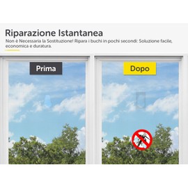 teeppo Set di adesivi di riparazione per zanzariera, 2 m, protezione dagli insetti, in fibra di vetro, altamente autoadesiva, per evitare zanzare, insetti, con forbici, colore grigio (2 m x 5 cm)