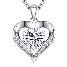 DALOJOE Moissanite Necklace for Women, 1-3 Carat Heart Necklace Engraved with 'I LOVE YOU', Birthday Gift for Wife, Anniversary Present for Wife Women, Jewelry Gifts for Valentine's Day