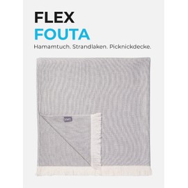 Sowel® Hammam Towel, Fouta Beach Towel, Sauna Towel, 100% Organic Cotton, 100 x 190 cm, Made in Portugal, Grey/Ecru