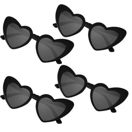 NACHLYNN 4/12/24 Pairs Heart Shaped Sunglasses Bachelorette Sunglasses Love Vintage Heart Glasses for Women Party Weddings (4, Black)