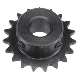 sourcing map 19 Tooth Roller Sprocket B Type, #25 Chain, Single Strand 1/4" Pitch, 12mm Bore Black Oxide C45 Carbon Steel with Set Screws for ISO 04C