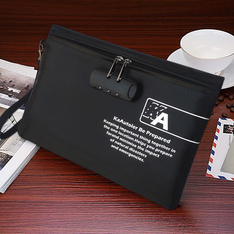 Fireproof Money Bag with Lock KaAutoler Fireproof and Waterproof Cash