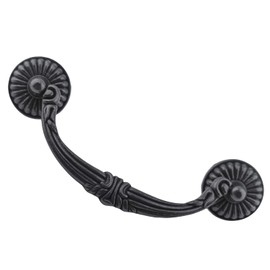 MuDuJia 4-Pack 4.5" C-C Vintage Look Antique Black Bail Drawer Pull Drop Swing Handles Dresser Pulls Cabinet Knob Vintage Style 114 mm 4 1/2" Centers (4, Antique Black)