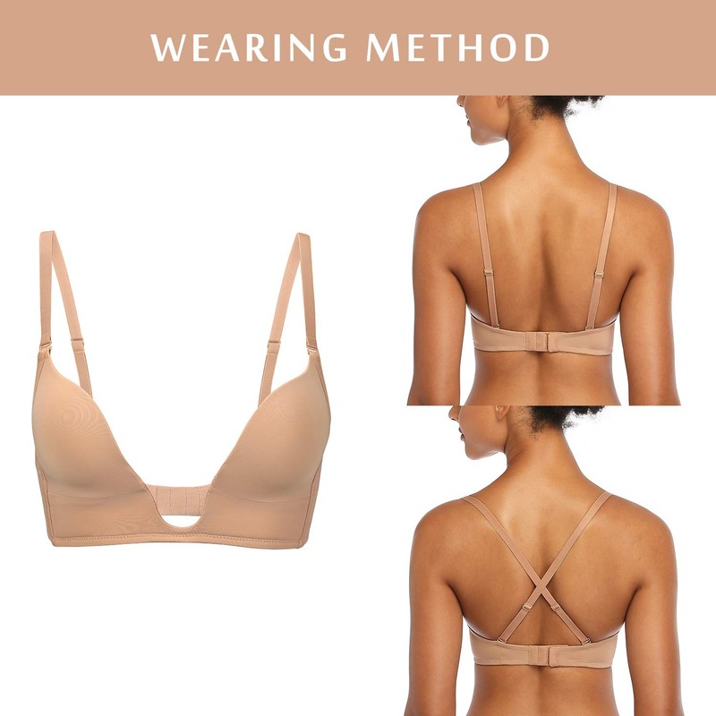 DotVol Women's Deep V-Neck Push Up Bra Non-Wired Multiway Bra,