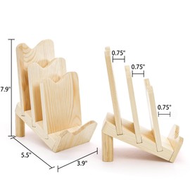 Suwimut Brochure Holder, 3-Tier Pine Wood Brochure Display Stand Trifold Literature Holder, Postcard Display and Countertop Wooden Display Stand for Flyer Pamphlet Magazine Booklets Menu