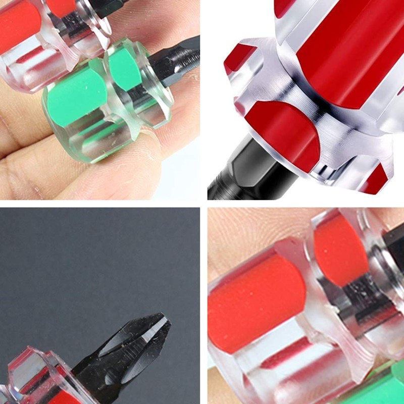 4Pcs Mini Stubby Screwdriver 2-in-1 Interchangeable Handle Screwdriver Mini Sewing